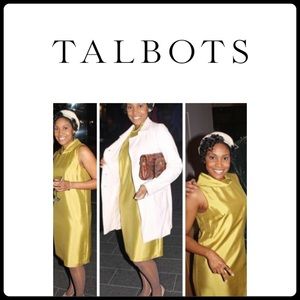 TALBOTS Cowl Neck Silk Sheath Dress Green || 8